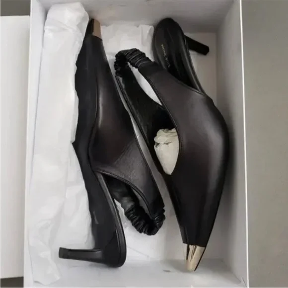 ANINE BING Nina Heels Metal Toe Cap Black Size 41/10.5 11 US - Picture 9 of 12